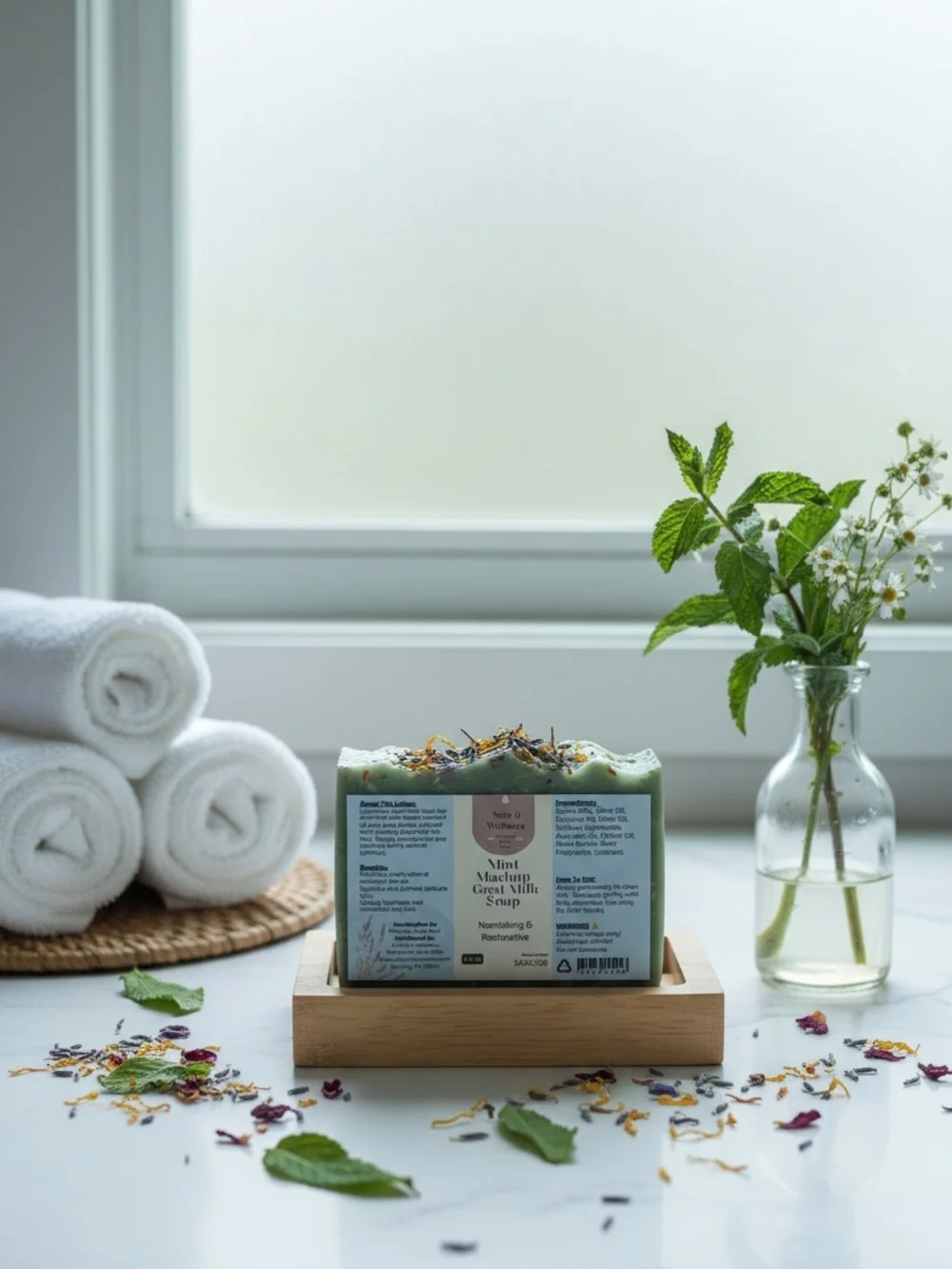Handmade MINT MASHUP (GOATMILK SOAP) Exfoliating Bar Soap - Nourishing Bath Soap